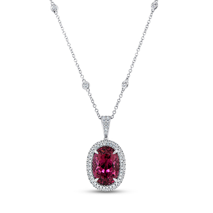 Uneek Precious Collection Oval Rubellite Drop Pendant