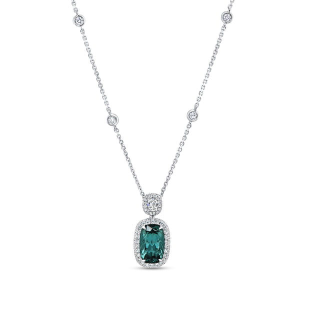 Uneek Precious Collection Cushion Green Tourmaline Drop Pendant