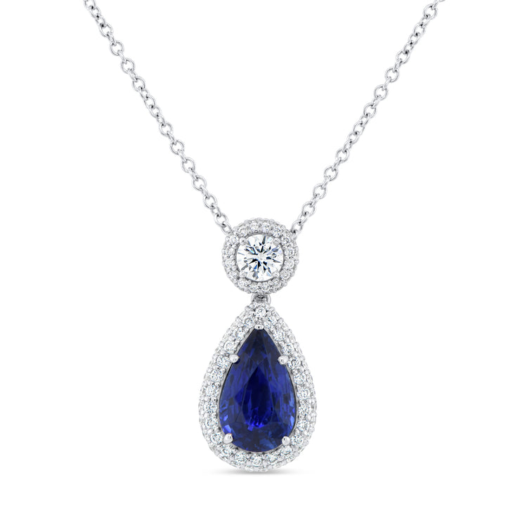 Uneek Precious Collection Pear Blue Sapphire Drop Pendant