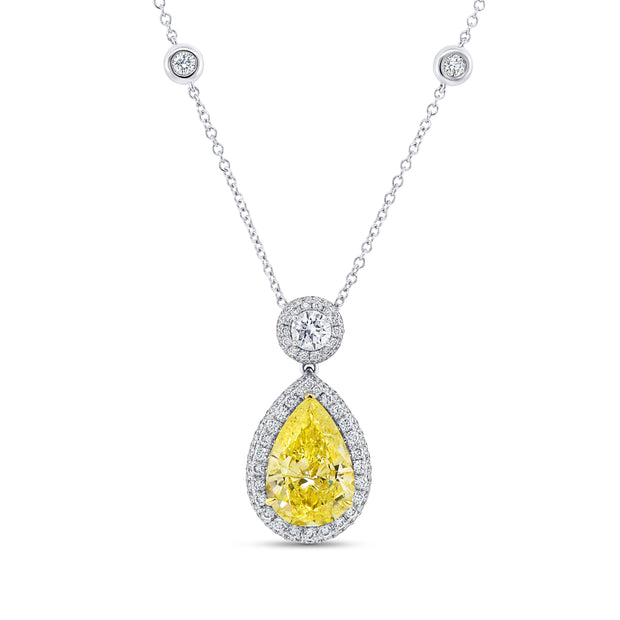 Uneek Natureal Collection Pear Fancy Yellow Diamond Drop Pendant