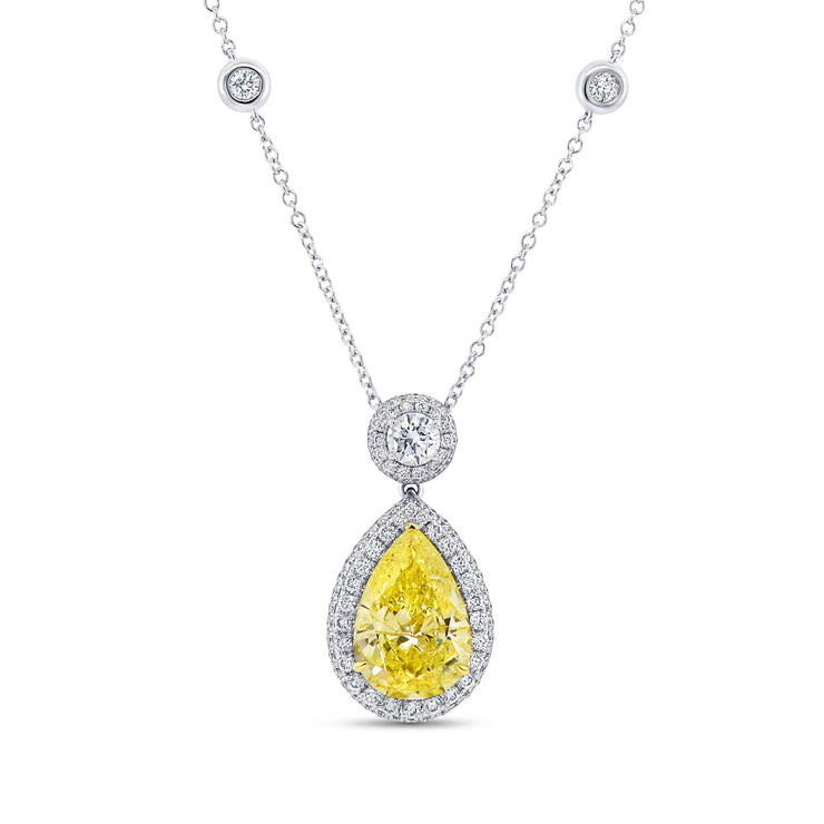 Uneek Natureal Collection Pear Fancy Yellow Diamond Drop Pendant