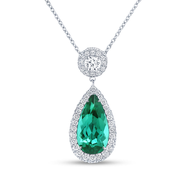 Uneek Precious Collection Pear Green Tourmaline Drop Pendant
