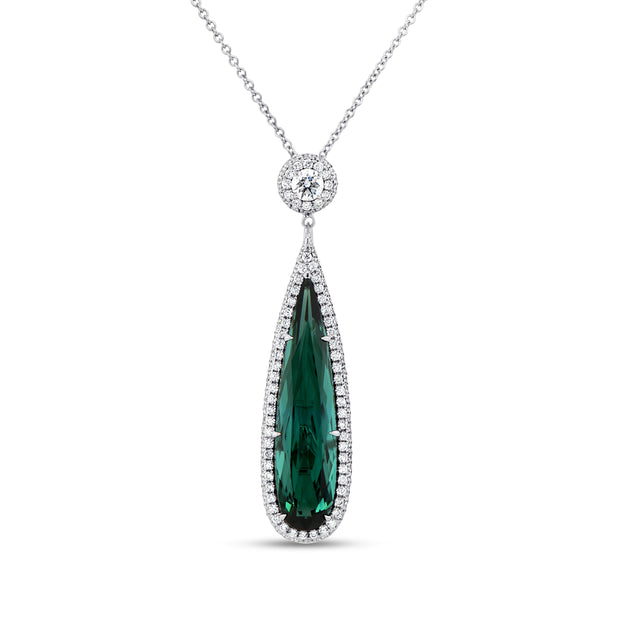 Uneek Precious Collection Pear Green Tourmaline Drop Pendant
