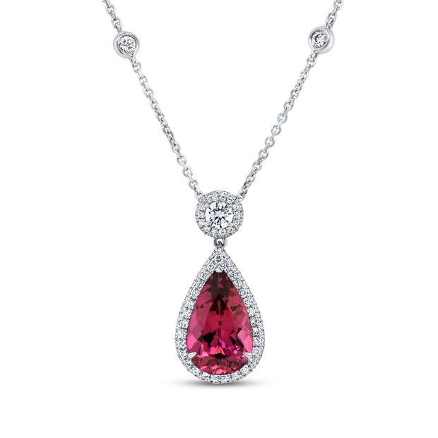 Uneek Precious Collection Pear Rubellite Drop Pendant