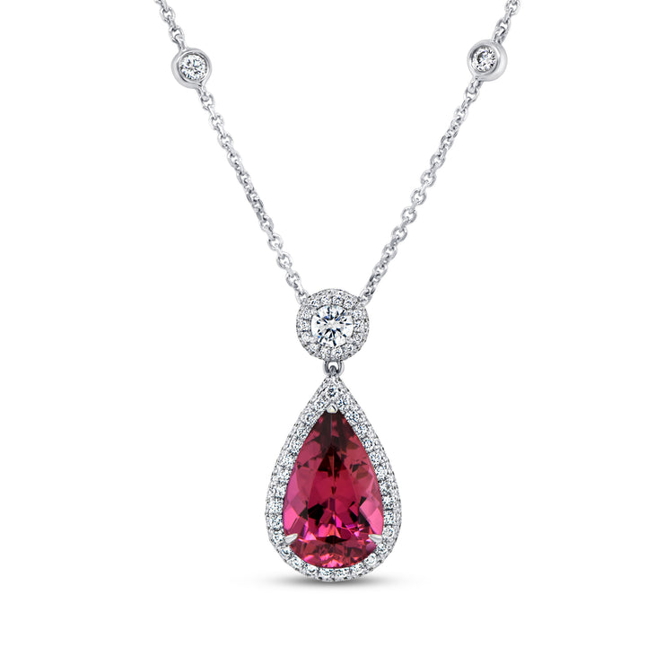 Uneek Precious Collection Pear Rubellite Drop Pendant