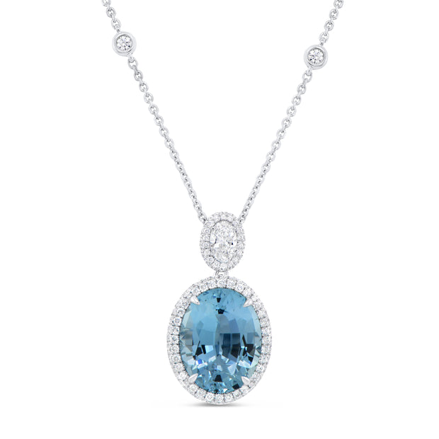 Uneek Precious Collection Oval Aquamarine Drop Pendant