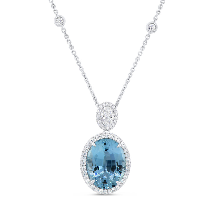 Uneek Precious Collection Oval Aquamarine Drop Pendant