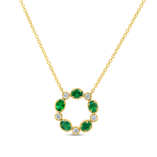Uneek Precious Collection Circle Oval Emerald Fashion Pendant