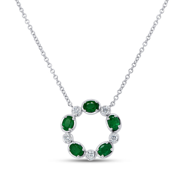 Uneek Precious Collection Circle Oval Emerald Fashion Pendant