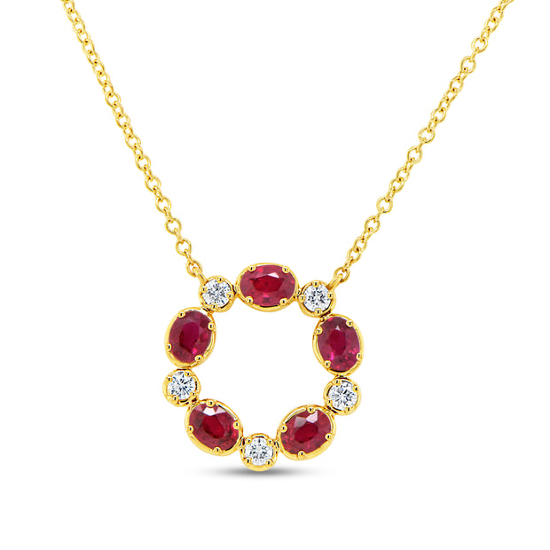 Uneek Precious Collection Circle Oval Ruby Fashion Pendant