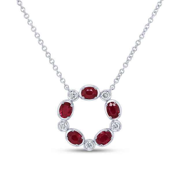 Uneek Medallion Collection Medallion Oval Shaped Ruby Medallion Pendant