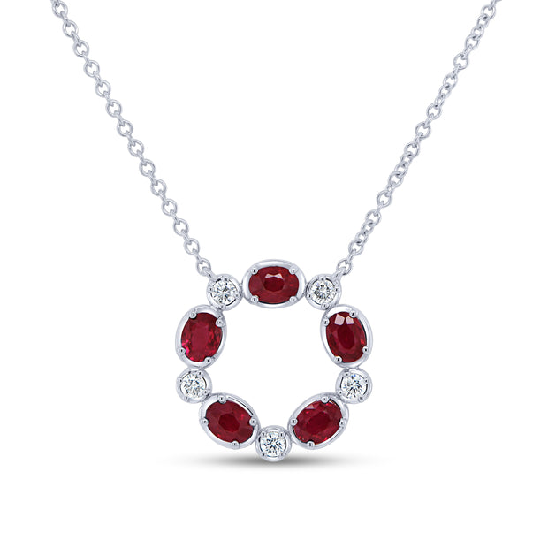 Uneek Precious Collection Circle Oval Ruby Fashion Pendant