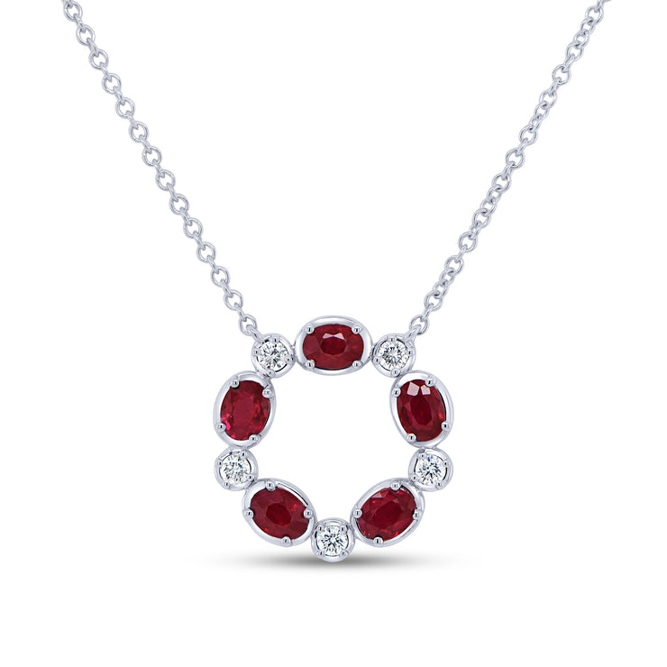 Uneek Precious Collection Circle Oval Ruby Fashion Pendant