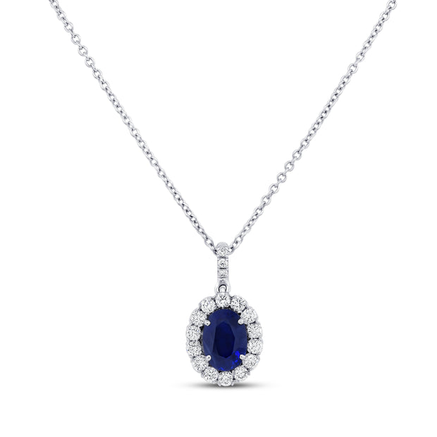 Uneek Precious Collection Oval Blue Sapphire Drop Pendant