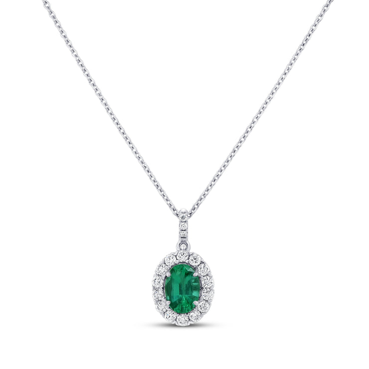 Uneek Precious Collection Oval Green Diamond Drop Pendant