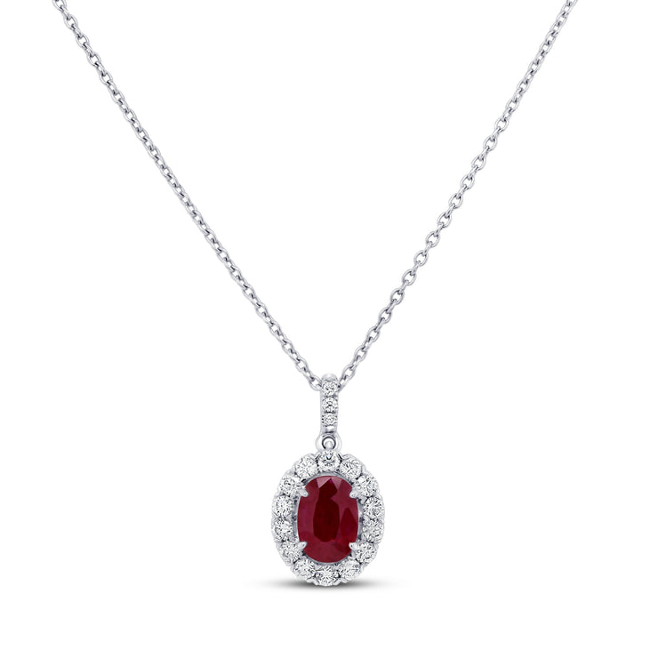 Uneek Precious Collection Oval Ruby Drop Pendant
