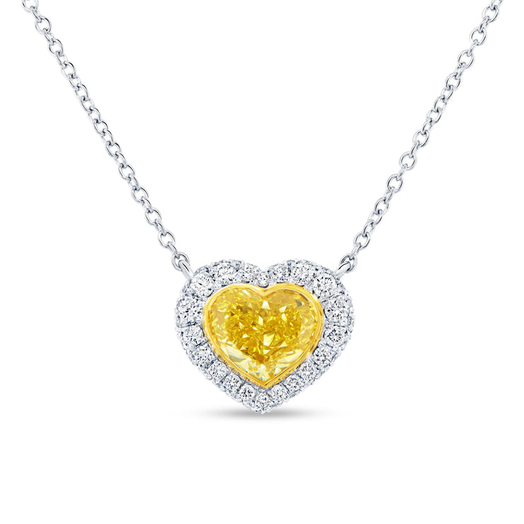 Uneek Natureal Collection Heart Heart Yellow Diamond Fashion Pendant
