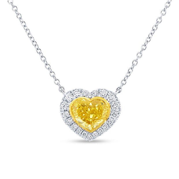 Uneek Natureal Collection Heart Heart Yellow Diamond Fashion Pendant