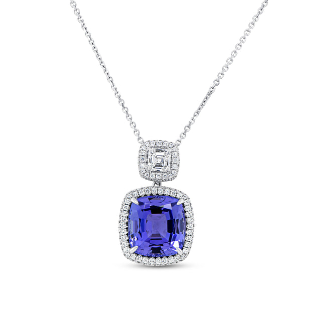 Uneek Precious Collection Cushion Tanzanite Drop Pendant