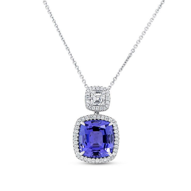 Uneek Precious Collection Cushion Tanzanite Drop Pendant