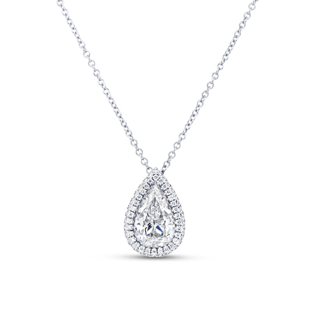 Uneek Signature Collection Halo Pear Diamond Drop Pendant