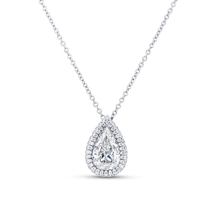 Uneek Signature Collection Halo Pear Diamond Drop Pendant