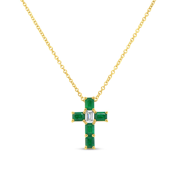 Uneek Icons Collection Cross Emerald Pendant