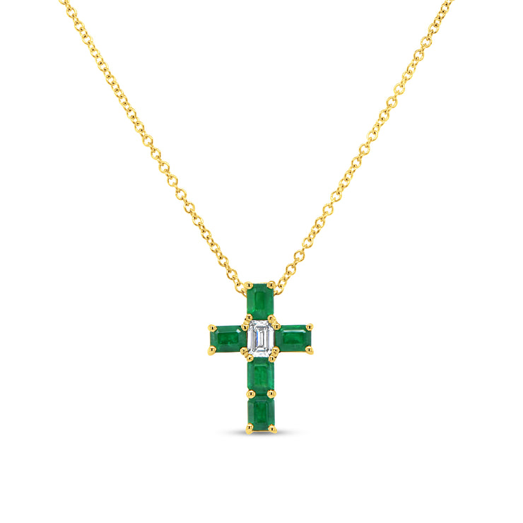 Uneek Precious Collection Cross Emerald Pendant