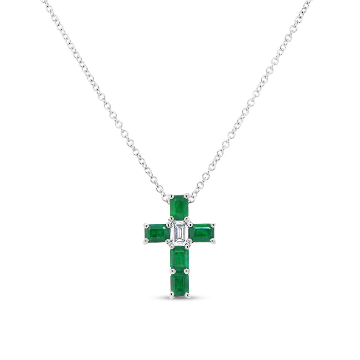 Uneek Precious Collection Cross Emerald Pendant