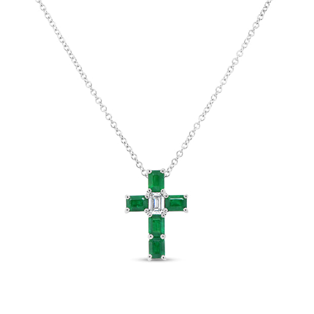Uneek Precious Collection Cross Emerald Pendant