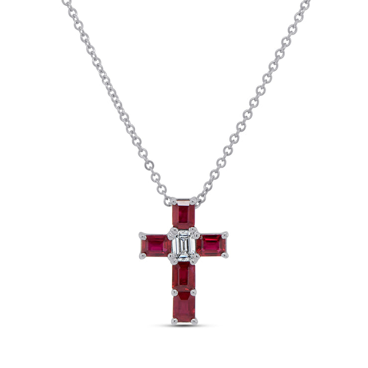 Uneek Precious Collection Cross Ruby Religious Pendant