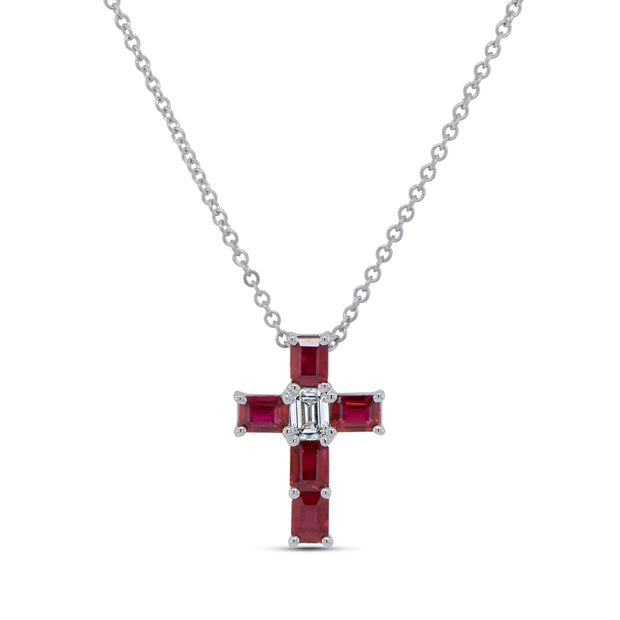Uneek Precious Collection Cross Ruby Religious Pendant