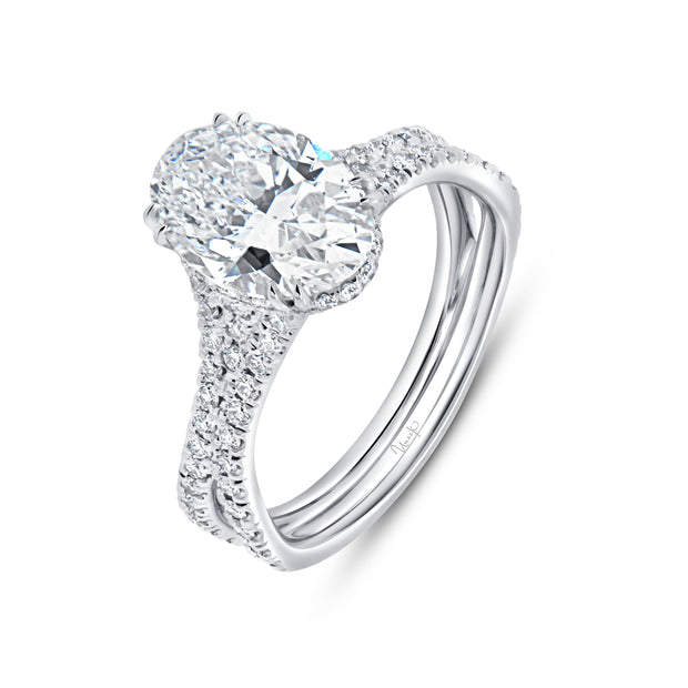 Uneek Signature Collection Split Oval Shaped Diamond Engagement Ring