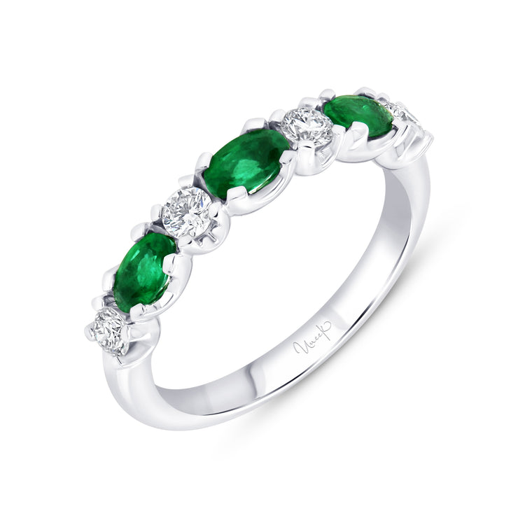 Uneek Precious Collection Oval Shaped Emerald Stackable Ring