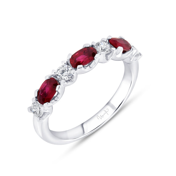 Uneek Precious Collection Straight Oval Ruby Stackable Ring