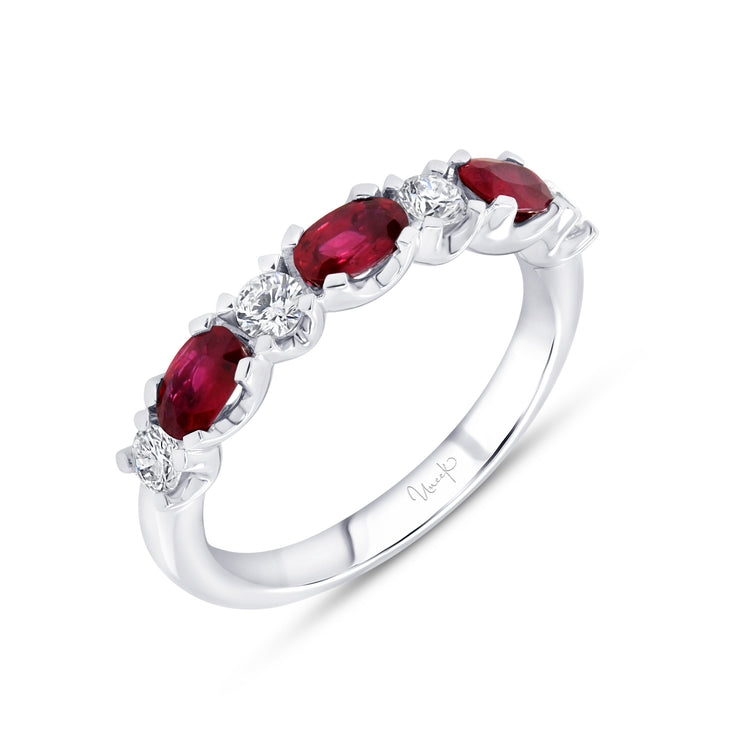 Uneek Precious Collection Straight Oval Ruby Stackable Ring