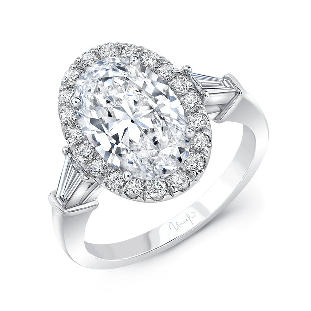 Uneek Signature Collection Halo Oval Diamond Engagement Ring