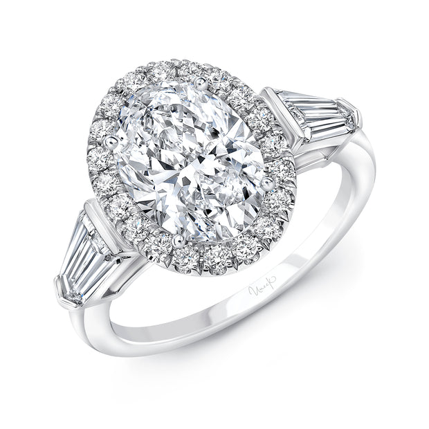 Uneek Signature Collection Halo Oval Diamond Engagement Ring