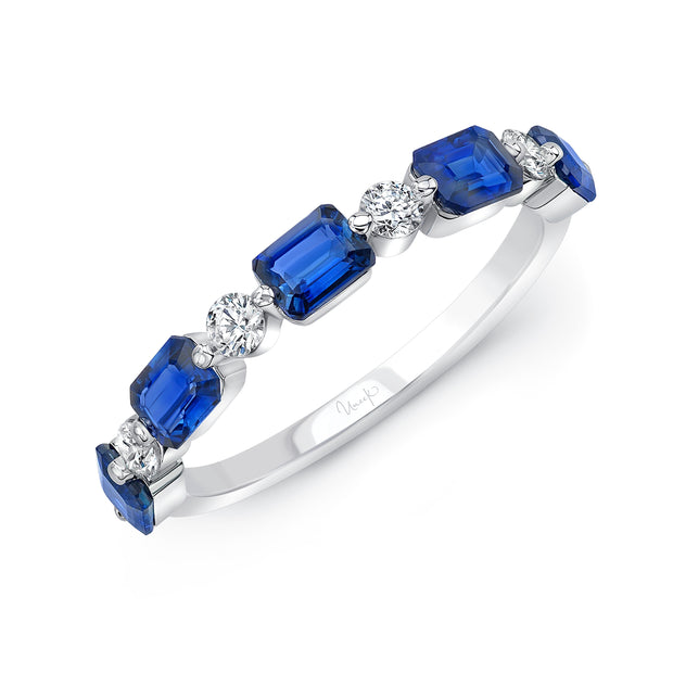 Uneek Precious Collection Straight Emerald Blue Sapphire Stackable Ring