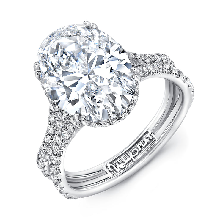 Uneek Signature Collection Under-Halo Oval Diamond Engagement Ring
