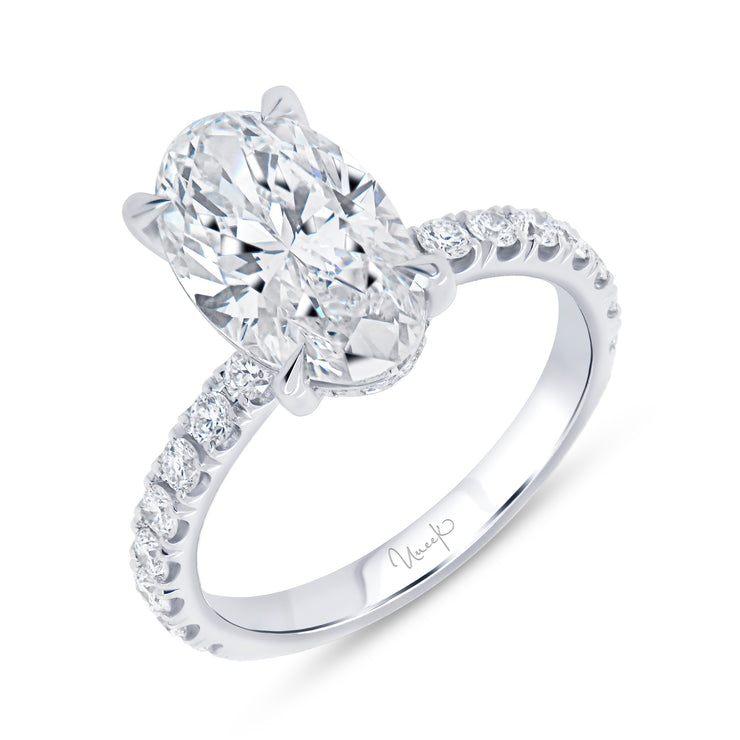 Uneek Signature Collection Under-Halo Oval Diamond Engagement Ring