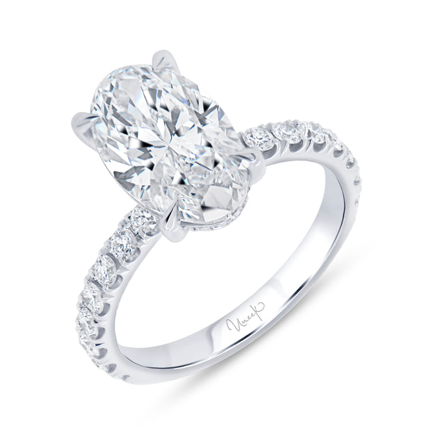 Uneek Signature Collection Under-Halo Oval Diamond Engagement Ring