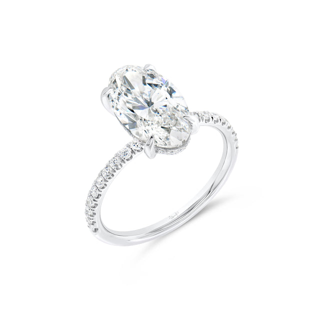 Uneek Signature Collection Under-Halo Oval Diamond Engagement Ring