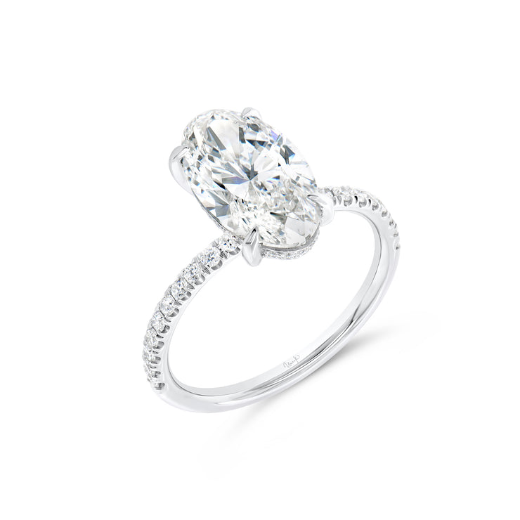 Uneek Signature Collection Under-Halo Oval Diamond Engagement Ring