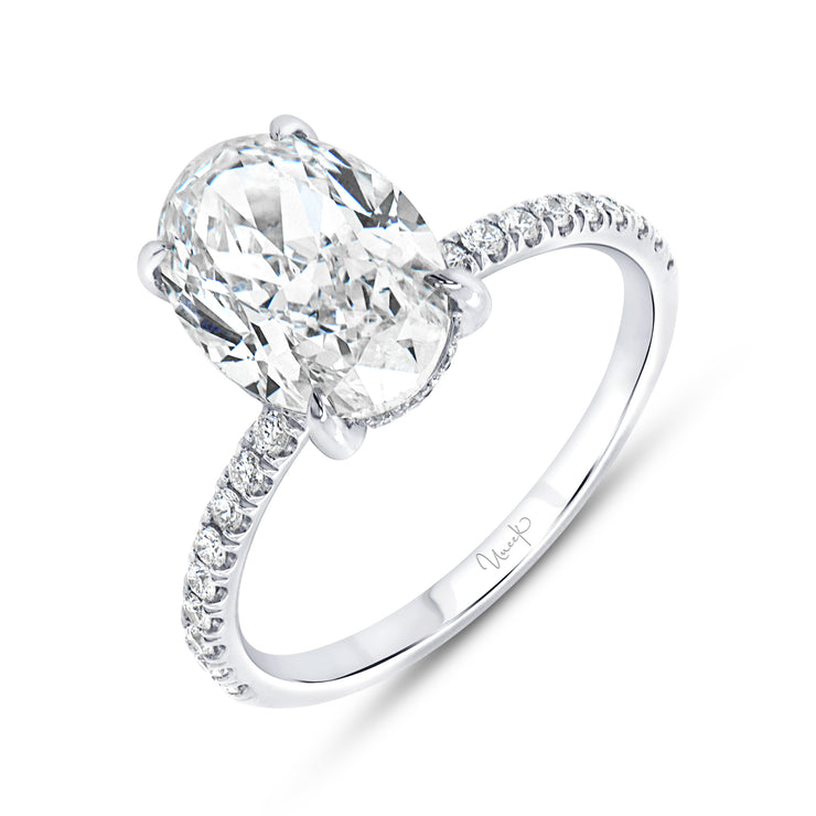 Uneek Signature Collection Under-Halo Oval Diamond Engagement Ring