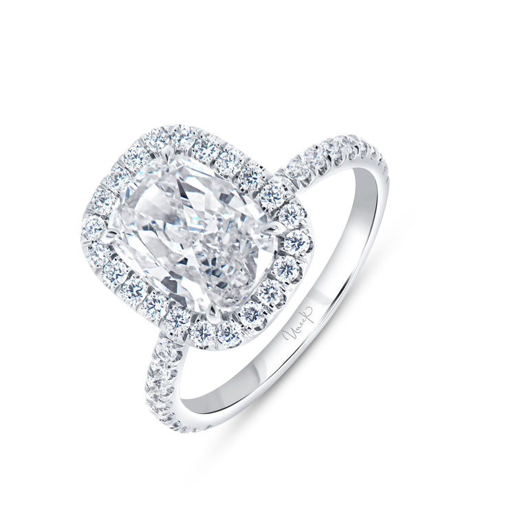 Uneek Signature Collection Halo Cushion Diamond Engagement Ring