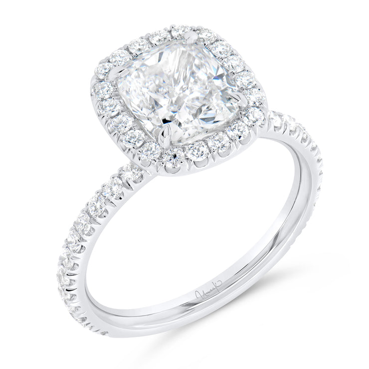 Uneek Signature Collection Halo Cushion Diamond Engagement Ring