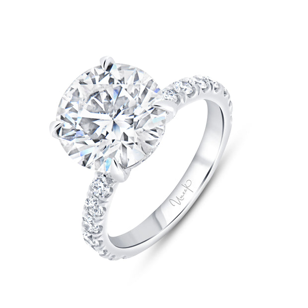 Uneek Signature Collection Under-Halo Round Diamond Engagement Ring
