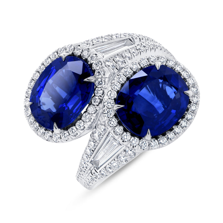 Uneek Precious Collection Bypass Oval Blue Sapphire Fashion Ring
