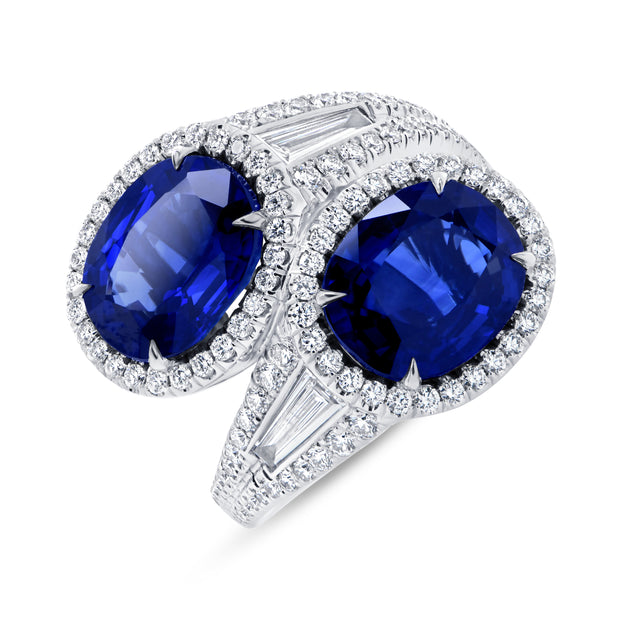 Uneek Precious Collection Bypass Oval Blue Sapphire Fashion Ring